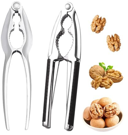 GxDxmBd 2 PCS Schiaccianoci,Acciaio Inox schiaccianoci,Noce Pinze,con Impugnatura Antiscivolo,Schiaccianoci Multifunzione,Schiaccianoci in Metallo,per Noci,mandorle,nocciole,Frutti di Mare (A)