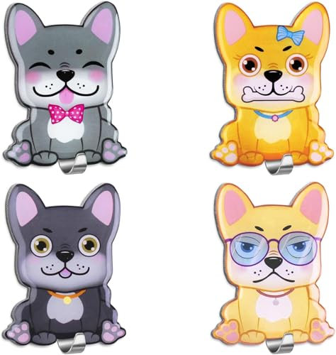 MORCART 4 Stück haken für kinderhandtuch Handtuchhaken Edelstahl Wandhaken für Küche Badezimmer Wohnzimmer zum Aufhängen an Handtuchhaltern (Hund)