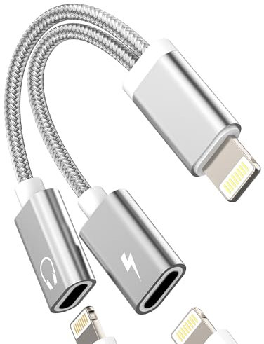Adaptateur Lightning Double (2en1)connecteur Casque Chargeur Pour IPhone 14 13 12 Pro Pour Apple Pour IPad Air Splitter Audio Ecouteur Câble Vers Prise Accessoires AUXiliaire Charge de Musique Voiture