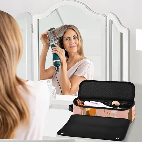 2 in 1 Hair Tools Organizer with Heat Resistant Pad Waterproof Curling Iron Travel Case for Hot Tools Curling Iron Flat Irons