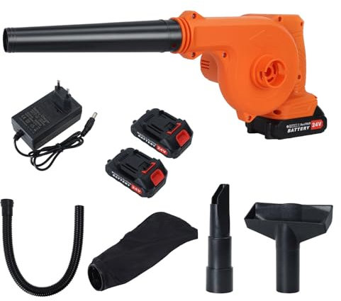 Fiauli Elektrischer Laubbläser, kabellos, elektrischer Laubbläser für die Rasenpflege, batteriebetriebener zum Entfernen von Gartenlaub Terrassen, Dachrinnen, Einfahrten und mehr. EU