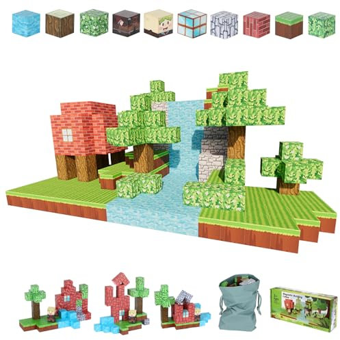 Pavlleen Set di 60 blocchi magnetici da costruzione, blocchi da costruire i miei magneti, per boscaioli e ragazze, per ragazzi e ragazze a partire dai 3 anni, giochi creativi per bambini