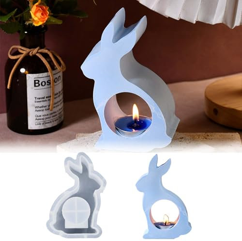 SVOCK Silikonformen Gießformen Ostern Hase, Silikonform Kerzenhalter Hase, Gießform Teelichthalter, Silikonkerzenform für Ostern, Silikonformen Gießformen Kerzenhalter Ostern Silikonform Ostern