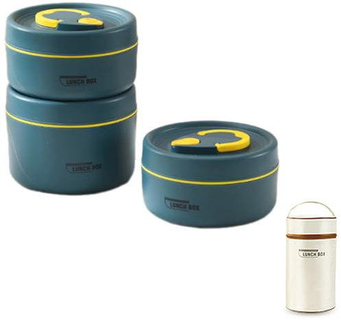 Juego de lonchera apilable para adultos, para comidas calientes, de acero inoxidable, aislada, con bolsa