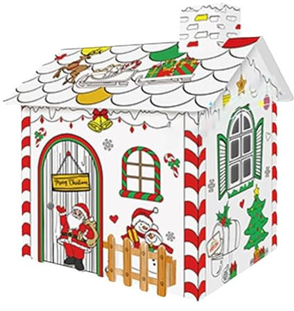 Spielhaus aus Pappe – handbemalte -Dekoration, Kinder basteln Spielhäuser zum Ausmalen | handbemaltes -Weihnachtshaus aus Pappe, Malerei-Erleuchtungsspielzeug für Kinder, Mädchen,