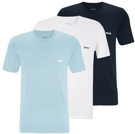 BOSS Herren Classic T-Shirts Kurzarm Shirts Pure Cotton Crew-Neck 3er Pack, Farbe:Mehrfarbig, Artikel:-985 White/Navy/Blue, Größe:S