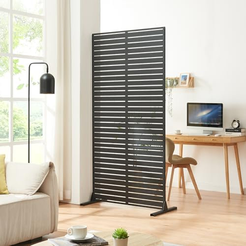 casa.pro Pannello Divisorio per Spazi Interni Schermatura Decorativa con Struttura Traforata Schermo Divisore in Acciaio Separé 200 x 100 cm Nero