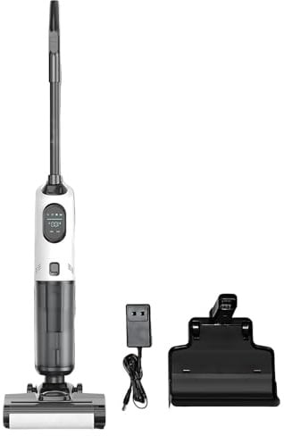 Lissontine Intelligenter Staubsauger Nass-Trocken Staubsauger, Akku Staubsauger Mop Für Parkett Und Fliesen, Selbstreinigender Wischmop, LED Anzeige, Tierhaare Entfernen Standard