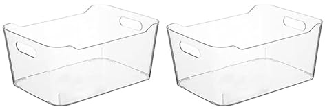 2 Pack Clear Plastic Drawer Organiser Trays, Kitchen & Bathroom Storage