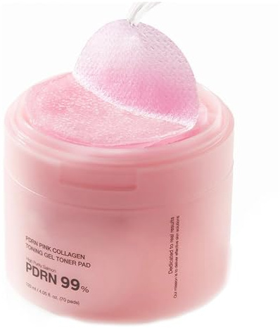 Die koreanischen Gel-Toner-Pads DNA PDRN Pink Collagen Gel Pads mit Niacinamid und Retinol spenden intensive Feuchtigkeit, straffen die Haut und sorgen für ein glattes Hautbild