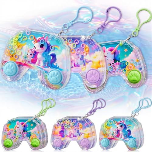 Cleboen 6Pcs Wasserflipper Kinder Ringwurf Wasserspiel Handheld Geduldsspiel Wasser Flipper Ring Kleines Spiel für Kind Partys Mitgebsel Kindergeburtstag Gastgeschenk (Einhorn 2)