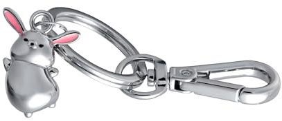 TROIKA Schlüsselanhänger Hase TINY RABBIT Taschenanhänger Hase aus Metall mit Karabiner kleiner Hase aus Metallguss verchromt in silberfarben als Geschenk zu Ostern für Hasenliebhaber