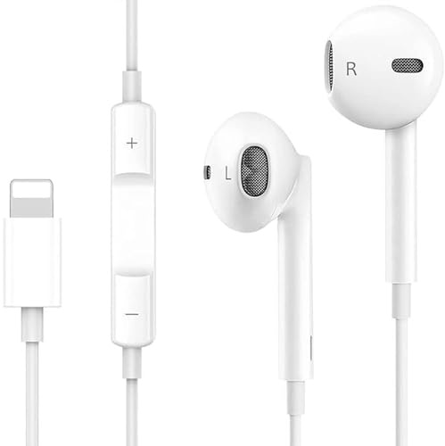 In-Ear Headphones for iPhone, Hi-Res Extra Bass Earphones, HiFi-Audio Stereo Noise Isolating Earbuds with Mic+Volume Control Compatible with iPhone 14 Pro Max/13/12/Mini/SE/11/XS Max/X/XR/8 Plus/7