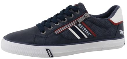 MUSTANG Herren Sneaker mit dekorativem Reißverschluss 26M0191003, Größe:46 EU, Farbe:Blau