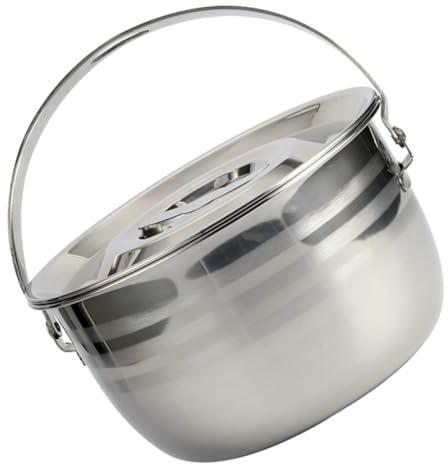 NESTINGHO Stainless Steel Soup Pot 2400ml High Capacity Non-Stick Cooking Pot with Lid Efficient Cooking for Kitchen and Outdoor Camping Silver
