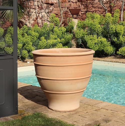 Palatina Keramik | großes XXL Terracotta Pflanzgefäß Übertopf | 70 cm Durchmesser | winterfester Blumenkübel Blumentopf für Garten Terrasse Balkon Buxus 70 cm