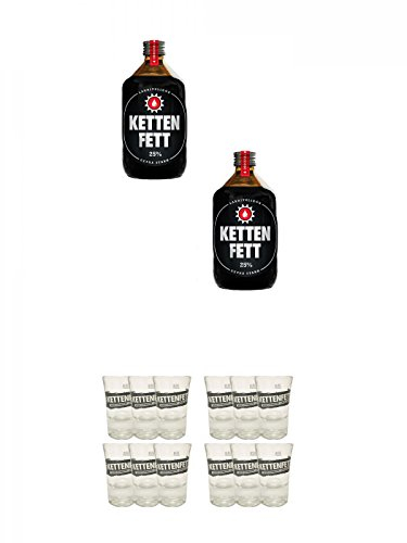 Kettenfett Lakritz Likör 2 x 0,5 Liter Kanne + Kettenfett Shot Glas 6 Stück + Kettenfett Shot Glas 6 Stück
