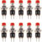 Oiyagai 10 Piezas de Botón Pulsador Mini Micro PBS-110 PBS-105B, 1A 250V CA, SPST, Interruptor Momentáneo SIN Bloqueo, Tapa Roja (Normalmente Abierto)