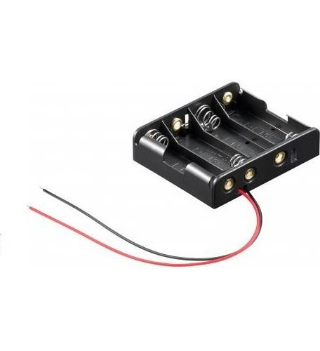 CABLEPELADO Portabatteria piatto | Portabatteria AA | Include cavo da 200 mm | Tensione Totale: 6 V (1,5 V per batteria) | Adatto per 4 batterie LR6 AA (FR6, HR6, LR6)