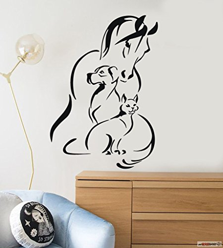Pferd Hund Katze Wandtattoo 60 cm Aufkleber für Auto,Scheibe, Lack,Wand,Wandtattoo aus Hochleistungsfolie für alle glatten Flächen von myrockshirt® Autoaufkleber Tuning Decal Sticker