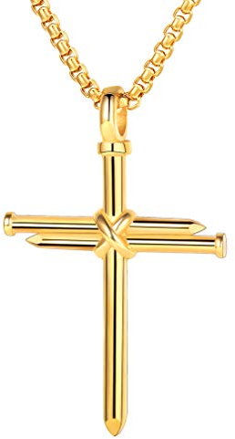 FaithHeart Herren Halskette Goldener Kreuz Anhänger Halskette für Herren Damen Frauen Heilige Symbol Geschenke für Ostern
