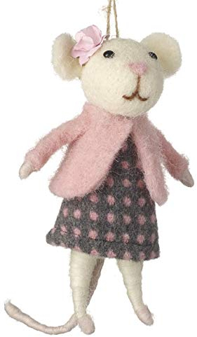 Heaven Sends Hanging Easter Felt Mouse Decoration With Pearl Necklace