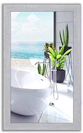 Spiegel Mit Rahmen - 32 Größen, 90/60cm, 60/90cm, 12 Farben, Handgefertigt, Breiter Fester Rahmen, Stabile Rückwand, Rahmenleiste: 60x20mm, Farbe: Loft-Stil Aus Beton