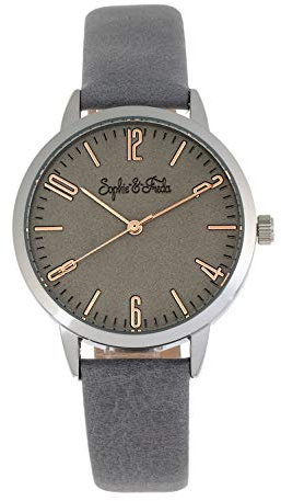 Sophie and Freda Vancouver Women's Quartz Grey Genuine Leather Silver Watch SAFSF4902