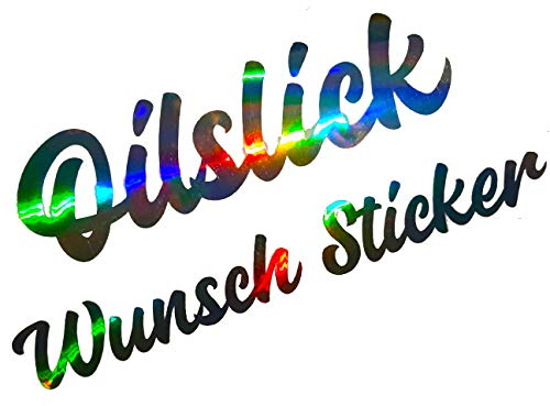 Hologramm Glitzer Chrom Wunsch Aufkleber Selbst Gestalten Heck Frontscheibe Regenbogen Effekt Folie Namen Spruch Low Car Wunsch-Text Tuning Sticker