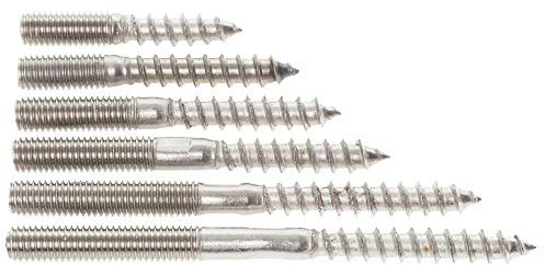 8mm / M8 x 60 A2 Stainless Steel Hanger Bolts Wood to Metal Dual Thread Dowel Screws - 5 Pack