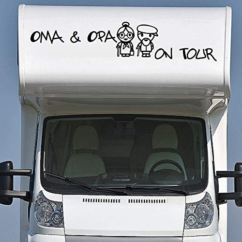 Pegatina Promotion Wohnmobil Wohnwagen Aufkleber Lustige Senioren mit Schriftzug Typ1 ca 180cm Oma&Opa on Tour Rentner Großeltern Sticker Autoaufk