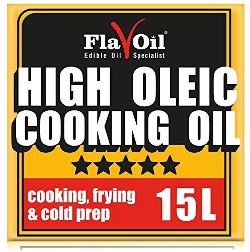 FlavOil High Oleic Cooking Oil 15 Litres - Healthy High-Performance Plant-Based Oil for Roasting, Frying, Baking, Dressing - Rich in Omega-9 & Vitamins - Sustainable High Oleic Sunflower Seeds