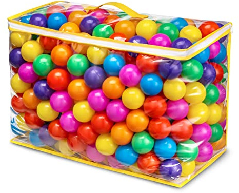 Hovenlay Ball Pit Balls Phthalate Free BPA Free Crush Proof Plastic - 7 Bright Colors in Reusable Play Toys for Kids with Storage Bag