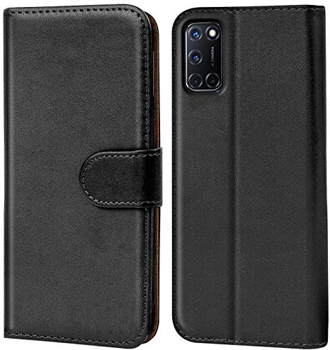 Verco Handyhülle für Oppo A52 Hülle, Oppo A72 Klapphülle für Oppo A52 / A72 Tasche PU Leder Flip Case Brieftasche, Schwarz