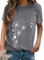 Dokotoo T-Shirt Damen Sommer Kurzarm Oberteile Grau Pusteblume Drucken Tee Tops Casual Rundhals Loose Shirts Blusen Medium