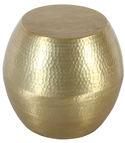 Casa Moro Orientalischer Beistelltisch Hocker Mohan Gold Ø 45cm Höhe 41cm mit Hammerschlag aus Aluminium | runder Couchtisch gehämmert | EIN Luxus Sofa-Tisch modern | TSV9010
