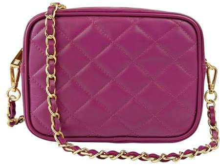 Parubi Kleine Umhängetasche, Echtes Leder Matelassé, Gepolsterte Umhängetasche, Geflochtene Tasche, Umhängetasche mit Goldener Kette für Frauen und Mädchen (Model Nora)