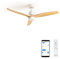 CREATE / WINDSTYLANCE DC/Ventilador de techo blanco aspas madera natural con Wifi y mando / 40W, Silencioso, Ø132 cm, 6 velocidades, temporizador, verano-invierno, doble altura, motor DC