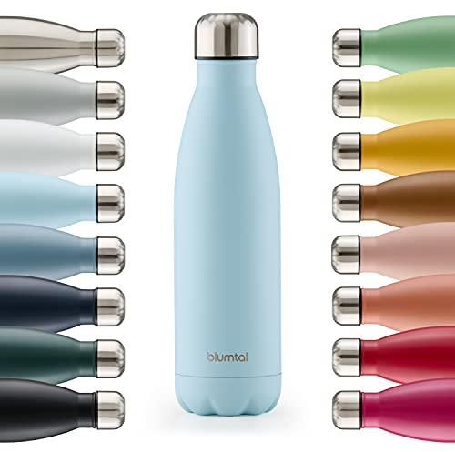 Blumtal Thermosflasche 350 ml Edelstahl - auslaufsichere Isolierflasche - BPA-freie Trinkflasche kalt & warm - doppelwandige Thermoflasche - rostbeständige Isolierflasche Hellblau