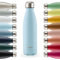 Blumtal® Borraccia termica acciaio inox Charles - bottiglia termica 350ml senza BPA - borraccia acciaio inox a prova di perdite - borracce termiche a doppia parete - borraccia in acciaio - in azzurro