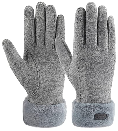 ZASFOU Damen Winter Touchscreen Handschuhe mit Thermo Fleecefutter, Warme und Dick Wolle