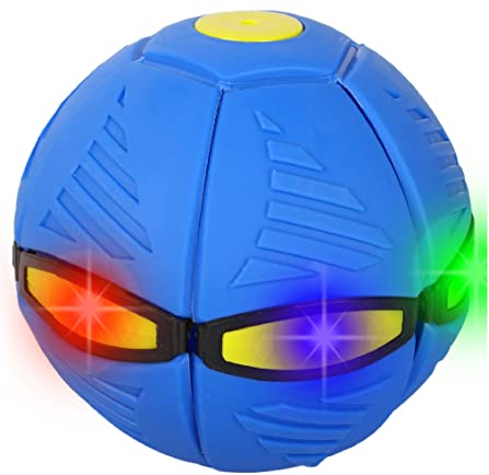 FeiWen Magic UFO Ball mit 3 Lichtern, verformt, fliegende Untertasse, Ball, Frisbee, verformter Ball, Eltern-Kind-Spielzeug, Strandspiele, Outdoor-Sport, Geschenk (Z-6 hellblau)