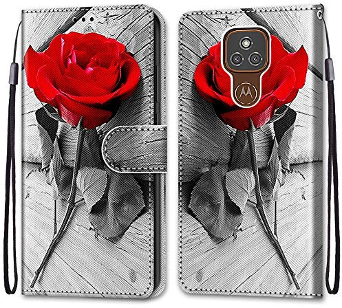 Mo-Somnus Cover per Motorola Moto E7 Plus / G9 Play / G9, Custodia in PU Pelle Magnetica Libro Flip Caso Antiurto Portafoglio con Porta Carte e Cinturino da Polso Protettiva Case (Rosa)