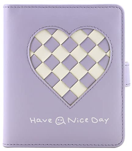 Phoebe PU-Fotoalbum, 5 x 7,6 cm, 64 Taschen, Herzgewebe, Sammelbuch für Fujifilm Instax Instant Mini Flim/5 x 7,6 cm, Violett