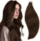 RUNATURE Tape Extensions Echthaar Braun 30cm Kurz Haarverlängerung Echthaar Extensions Tape Braun Gerade Echte Haare Tape in Extensions Echthaar Glatt 20 Stück 30g #4