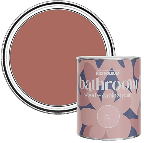 Rust-Oleum Red Moisture Resistant Bathroom Wood and Cabinet Paint in Matt Finish - SALMON 750ML