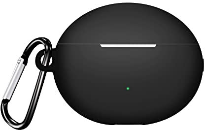 Silikon Hülle kompatibel für HUAWEI FreeBuds 5i, Kopfhörer Schutzhülle mit Schlüsselbund Haken, Ladeanschluss Zugänglich (Schwarz)