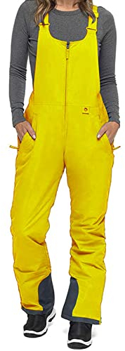 Skihose für Damen, Winter, wasserdicht, Wanderhose, warm, Softshell, winddicht, für Arbeit, Snowboard, Berg, Schnee, Klettern, gelb, 48