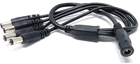 DRUT 5.5mm to 2.1mm DC Power Splitter Lead Adapter 12V PSU to LED, CCTV Camera Cable (4 Way)