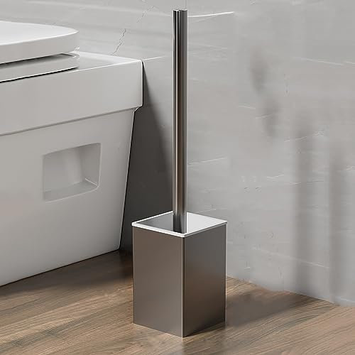 BTAISYDE Brosse de Toilette en Silicone avec Support, avec Poignée en Plastique Longue Antidérapante, Ensemble de Brosse de Toilette avec Base, Anti-Goutte, Accessoires de Salle de Bain Muraux